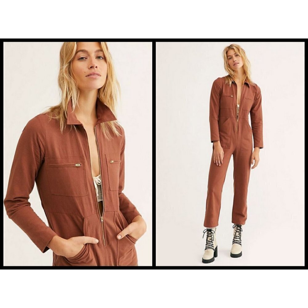 💕RACHEL PALLY💕 Winter Linen Canvas Shelby Jumpsuit ~ Masala Brown Small S NWT